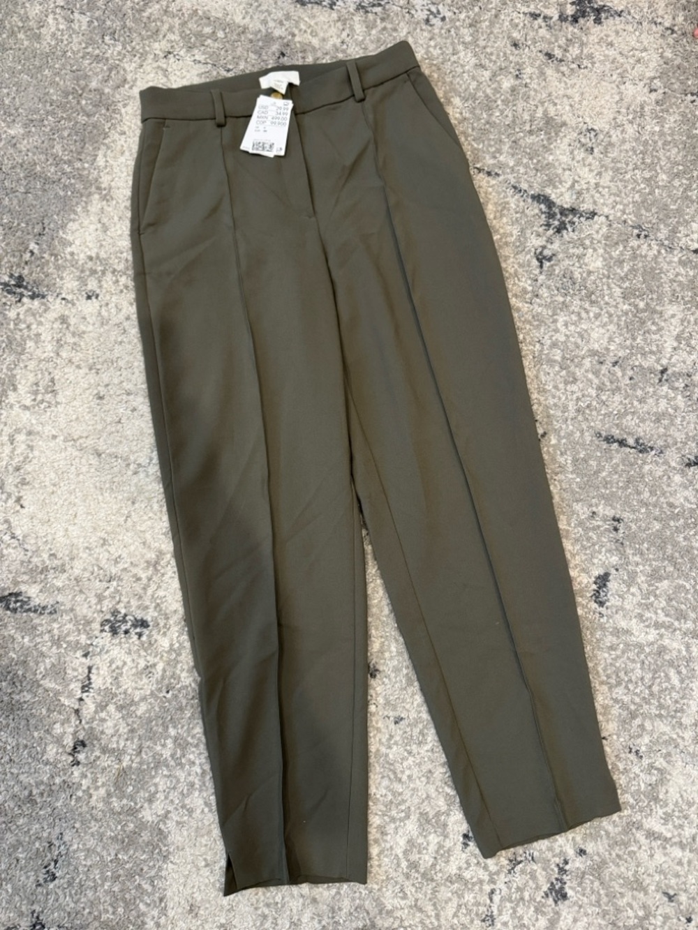 H&M Olive Green Cropped Tailored Tapered Pants